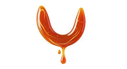 Isolated honey, caramel, or syrup dripping element, sweet sauce, sticky glossy liquid
