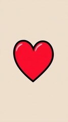 Simple Red Heart Illustration on Beige Background
