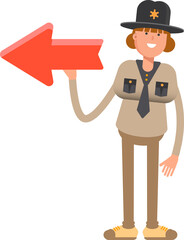 Female Sheriff Character and Arrow Sign
