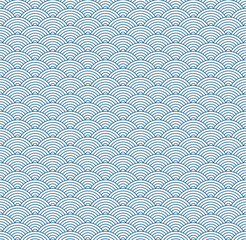 Blue Japanese wave seamless pattern background vector