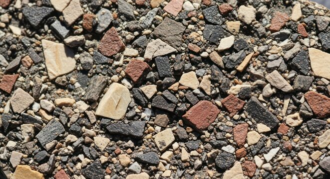 Texture of small rocks and stones on the ground, closeup shot