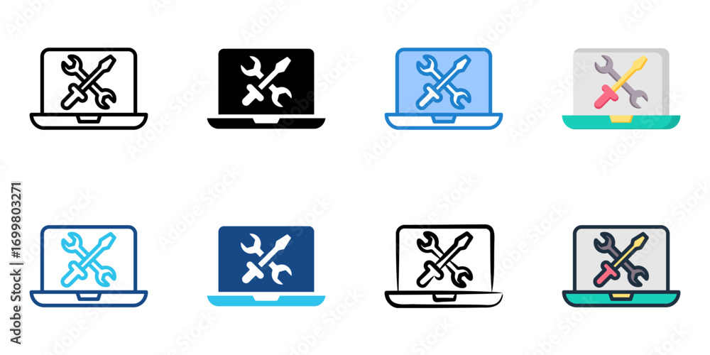 Poster it troubleshooting icon set multiple style collection