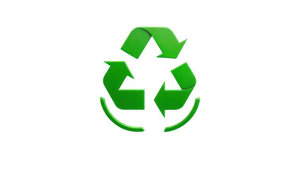 Obraz premium Green recycling symbol isolated on transparent background, representing environmental conservation and sustainable practices in waste management