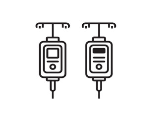 Professional Medical Infusion Pump Icon in Clean Minimal Vector Line Illustration