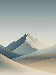 Minimalist mountain landscape in neutral tones