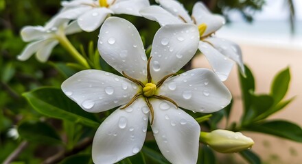 Obraz premium White Tropical Garden Flowers