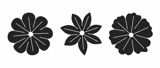 Flower. Black illustration of plant, flower icon. Stock vector icon design.