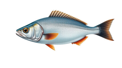Fototapeta premium Illustration of a freshwater fish isolated on transparent background, showcasing its detailed scales, fins, and overall anatomy in a realistic style