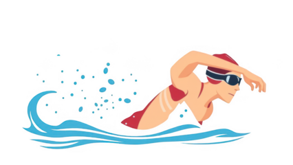 Swimmer in action isolated on transparent background, showcasing the beauty and power of swimming as a sport and recreational activity