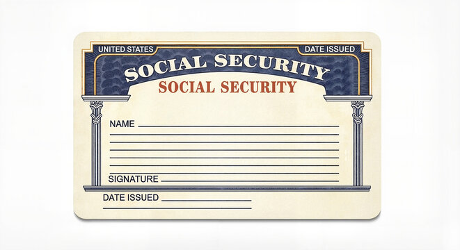 Social Security card with blank fields for name and signature