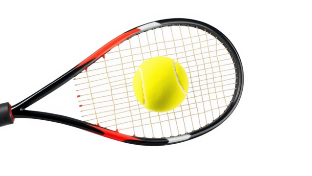 Tennis ball and racket isolated on transparent background a sport equipment used for playing tennis, a popular recreational and competitive activity