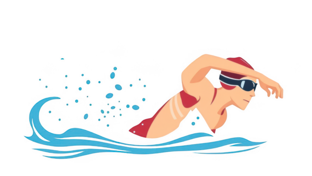 Swimmer in action isolated on transparent background, showcasing the beauty and power of swimming as a sport and recreational activity - Powered by Adobe