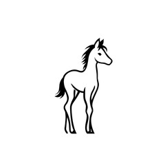 foal. foal simple black and white line art vector logo