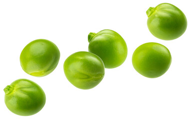 Green peas isolated on white background with clipping path, full depth of field