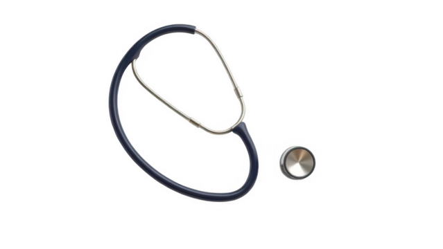 Stethoscope isolated on transparent background, a medical instrument used for listening to internal sounds of an animal or human body, such as heartbeat and breathing