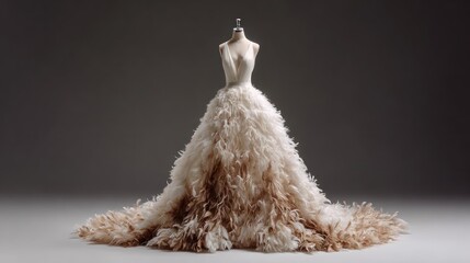 Elegant feather wedding gown