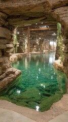 Exploring the Aesthetic Harmony of a Pool with a Waterfall Surrounded by Sustainable Concepts of Resource Management