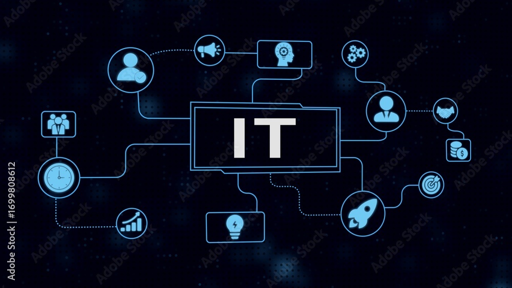 Poster abstract it network diagram depicting information technology systems and network connections