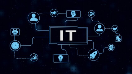 Abstract it network diagram depicting information technology systems and network connections