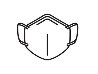 Protective Medical N95 Mask Icon in Clean Minimal Vector Line Illustration