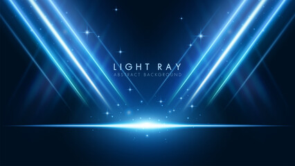 Blue spotlights on a dark stage. Elegant and futuristic abstract background.