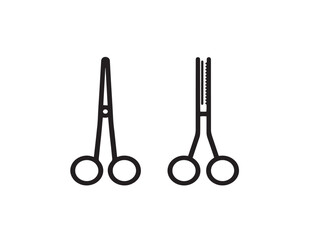 Surgical Needle Holder Symbol in Stylish Professional Line Art Illustration