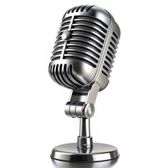 A classic retro vintage microphone isolated on a white background,