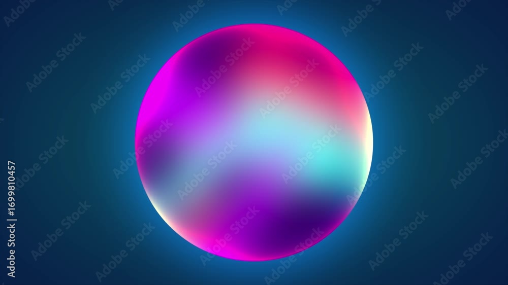 Poster abstract futuristic design featuring a luminous sphere with a vibrant and fluid iridescent color gra