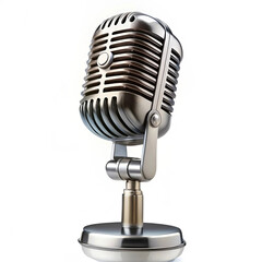A classic retro vintage microphone isolated on a white background,