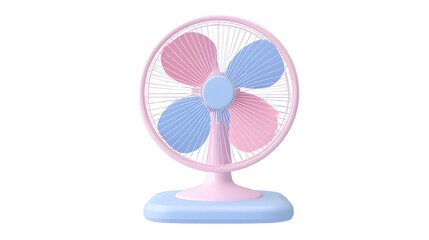 Obraz premium A cute pink table fan with a round base and three blades, designed for personal use