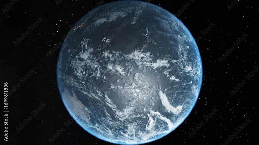 Wall mural rotating globe of earth on black background – vj loop