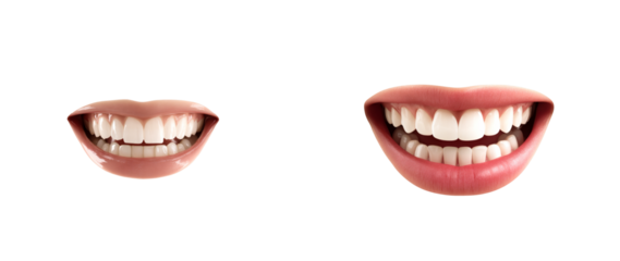 Human Mouth with Pearly White Teeth Wide Open on Transparent, cut out