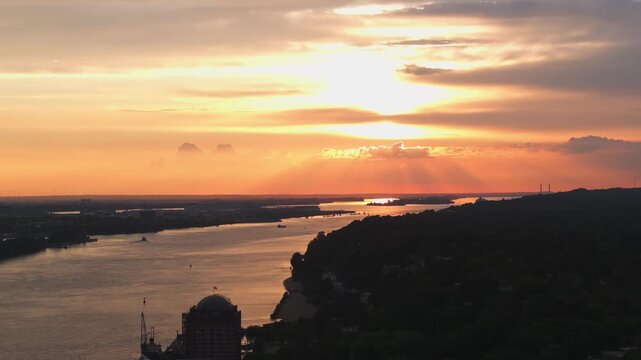 Hamburg Harbour Sunset with golden skies