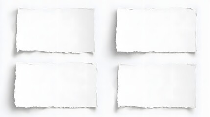 Three blank sheets of torn white paper arranged side by side