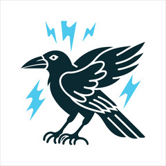 Impundulu Lightning Bird Vector Illustration Witch Familiar Impundulu Bird with sharp wings a lightning shaped beak storm bird