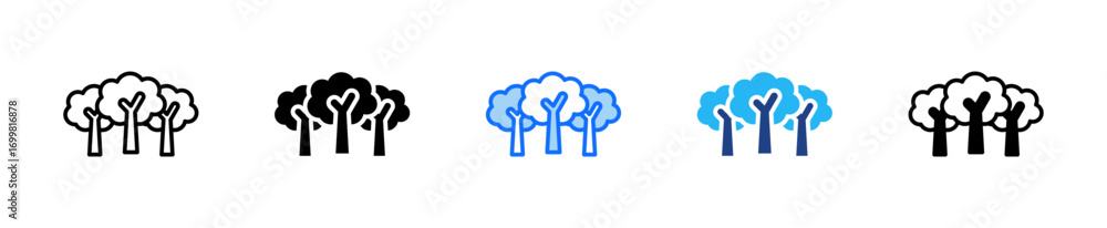 Poster tree icon set multiple style collection