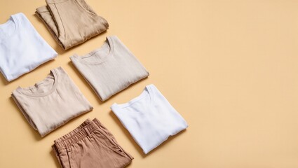 Organic Cotton Clothing Flat Lay. Conscious consumerism concept
