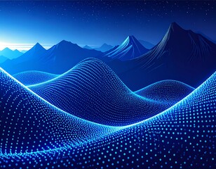 Abstract digital landscape at night