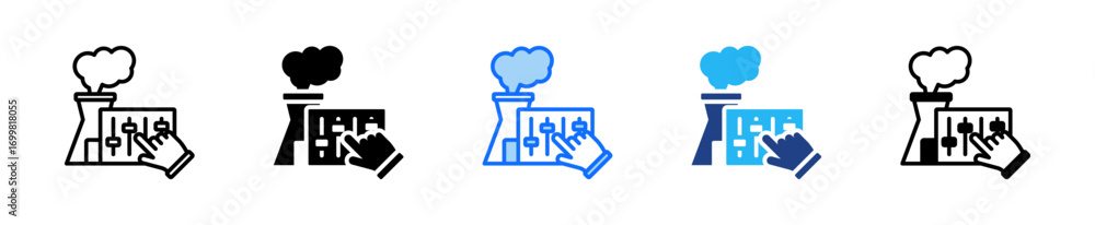 Poster pollution control icon set multiple style collection
