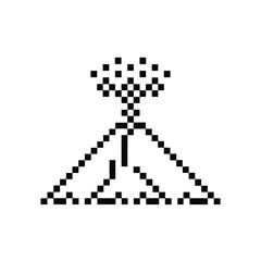 Pixel Art Tree with Triangle Base and Square Crown on White Background