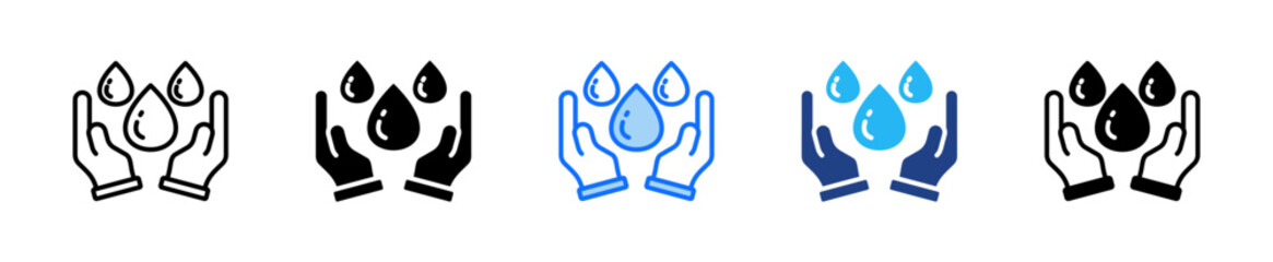 Water Conservation Icon Set Multiple Style Collection