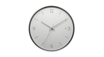 Modern wall clock isolated on transparent background with a minimalist design, perfect for keeping time in a stylish and functional way