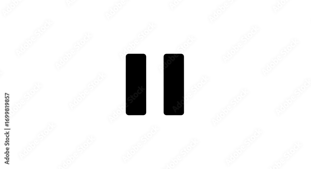 Aufkleber a simple pause icon featuring two vertical black bars against a white background in the center view 