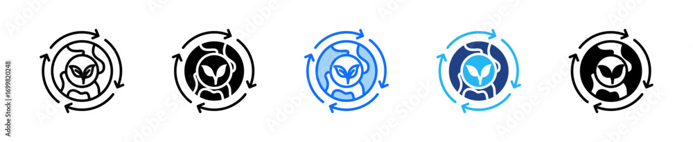 Poster natural resources icon set multiple style collection
