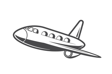 Retro Airplane with Stylized Design on White Background Isolated