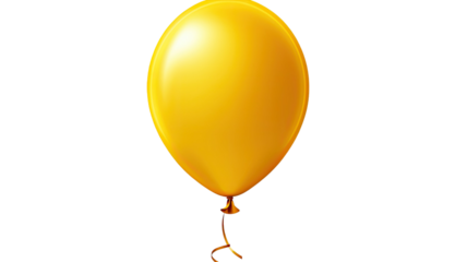 Yellow balloon floating party decoration on white background
