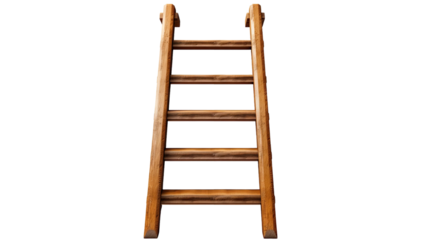 Wooden ladder rustic step design on white background