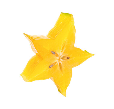 slice of carambola isolated on white background