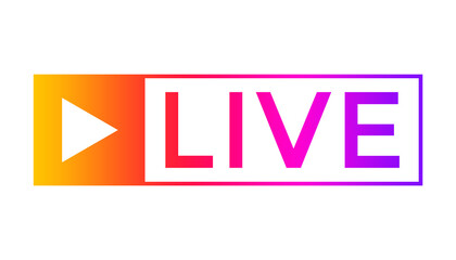 Instagram live icon for social media live element with play icon