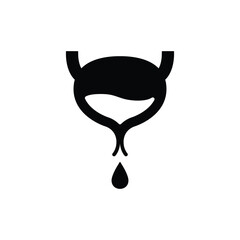 Bladder infection icon. Simple glyph style. Incontinence, urinary, bladder, cancer, tract, disorder, problem, infection, health element concept. Silhouette, solid symbol. Isolated design.